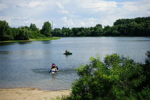 Giurgiu Roménia Junho 2020 Homem Jato Canal Danúbio Verão 2020 — Fotografia de Stock