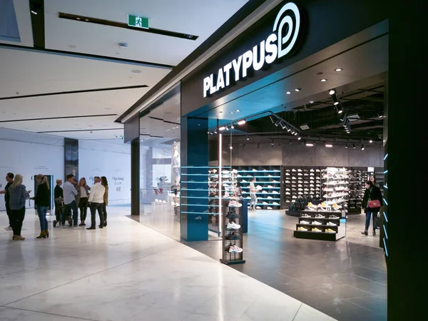 Auckland New Zealand Oct 2019 Zicht Platypus Schoenenwinkel Winkelcentrum Westfield — Stockfoto