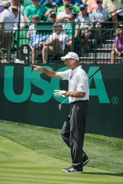 Oakmont Estados Unidos Junio 2016 Golfista Profesional Jim Furyk Gestos —  Fotos de Stock