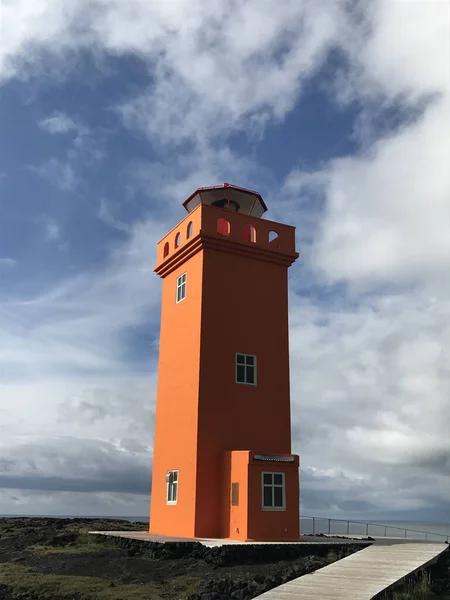 Vertical Shot Historic Svortuloft Lighthouse Western Region Iceland — Stock Photo, Image