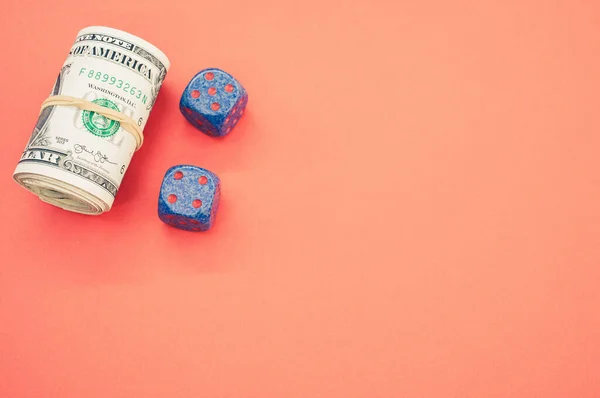 High Angle Shot Rolled Dices Red Surface — Stock Photo, Image