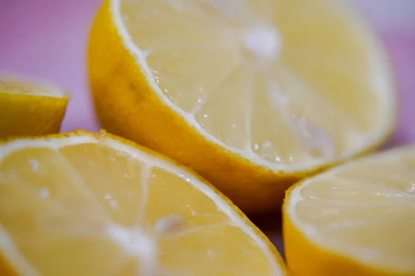 Ein Makro Schuss Geschnittene Zitrone — Stockfoto