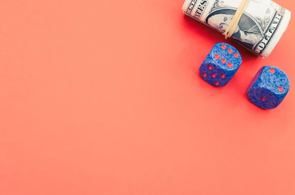 High Angle Shot Rolled Dices Red Surface — Stock Photo, Image