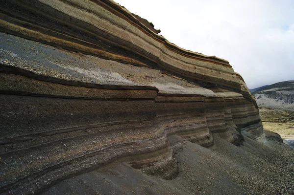 Asombroso Primer Plano Una Formación Roca Arenisca Con Capas Naturales — Foto de Stock