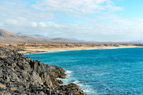 Een Close Van Kust Van Fuerteventura Bij Cotillo Canarische Eilanden — Stockfoto