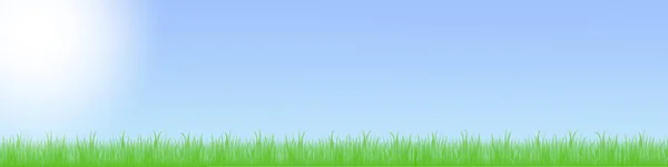 Panoramic Illustration Grass Line Clear Cloudless Sky — Stock Photo, Image