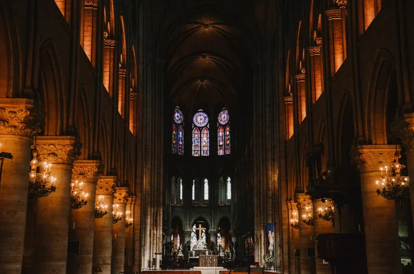 Paříž Francie Října 2020 Krásný Záběr Interiéru Notre Dame Paris — Stock fotografie
