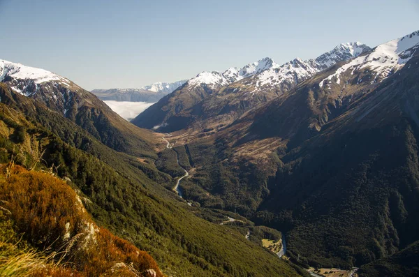 Der Wunderschöne Schneebedeckte Lawinengipfel Neuseeland — Stockfoto