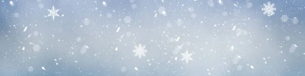 Eine Panoramische Illustration Des Winterhintergrunds Mit Fallenden Schneeflocken — Stockfoto