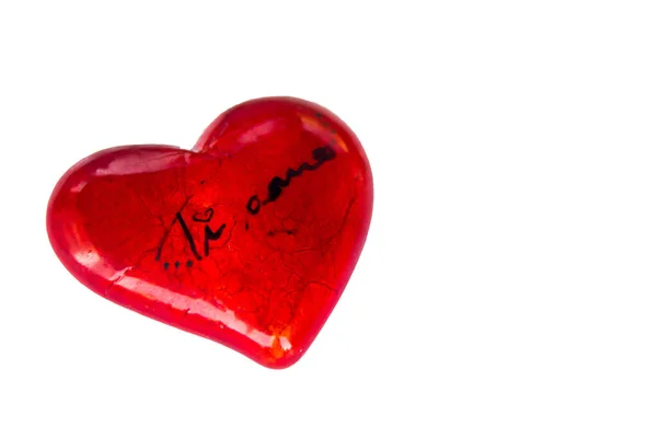 Eine Nahaufnahme Eines Roten Herzens Mit Dem Italienischen Schriftzug Love — Stockfoto