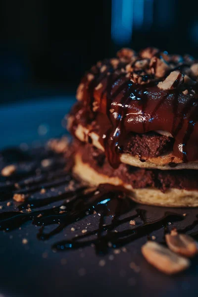 チョコレートパンケーキのクローズアップ — ストック写真