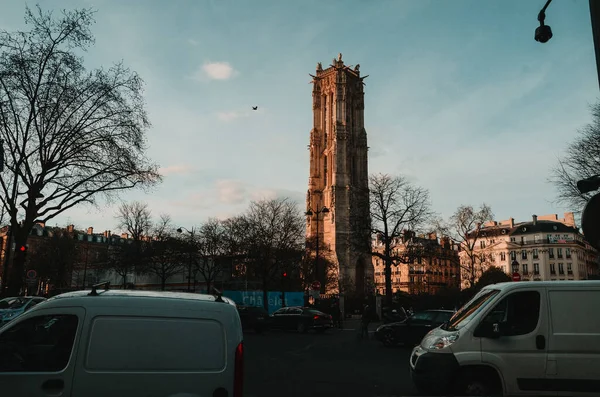 Parigi Francia Ottobre 2020 Bellissimo Paesaggio Una Torre Nel Quartiere — Foto Stock