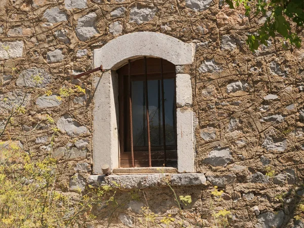 Fönstret Gammal Stenbyggnad — Stockfoto