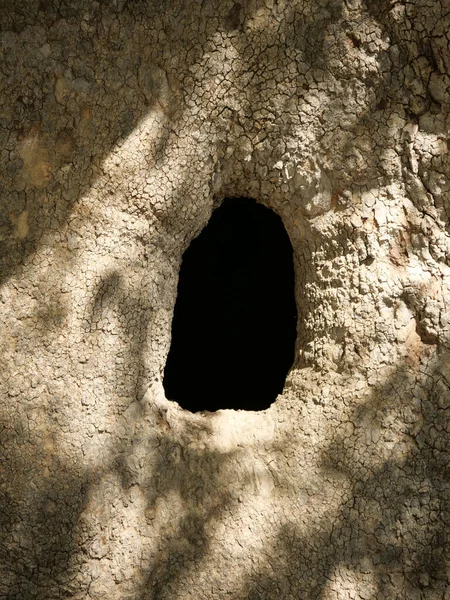 Disparo Vertical Agujero Una Pared Piedra — Foto de Stock