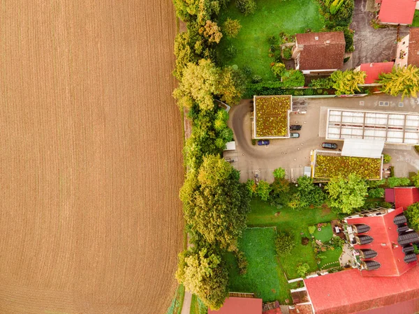 Luchtfoto Van Landbouwgronden Buurt Van Het Platteland — Stockfoto