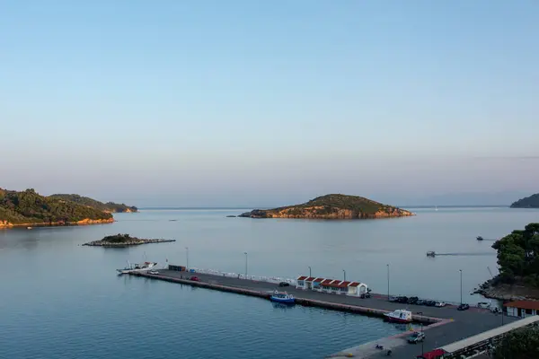 Une Vue Panoramique Côte Île Skiathos Lever Soleil — Photo