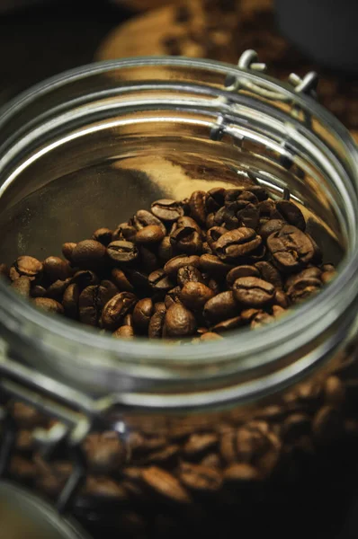 Vertical Shot Container Coffee Beans — Stock Photo, Image