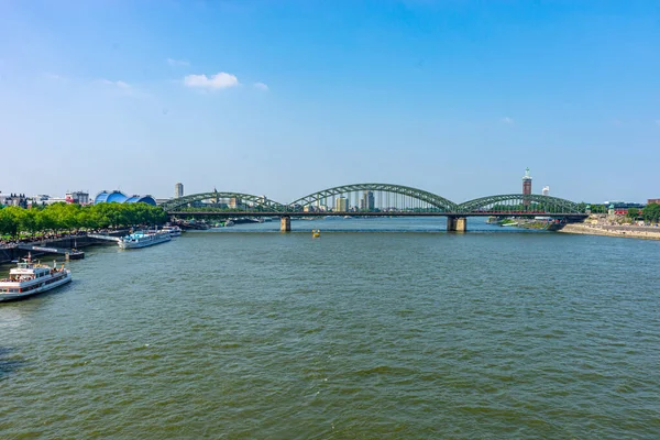 Hohenzollern Bron Över Floden Rhen Den Tyska Staden Köln Europa — Stockfoto