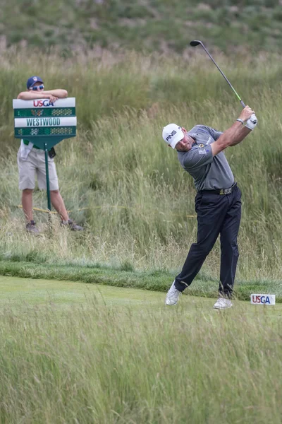 Oakmont Förenade Stater Jun 2016 Professionell Golfare Lee Westwood Swings — Stockfoto