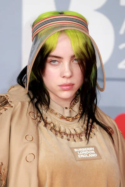 Londra Regno Unito Febbraio 2020 Billie Eilish Partecipa Brit Awards — Foto Stock