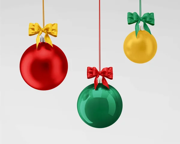 Цифровая Иллюстрация Красочных Рождественских Украшений Сером Фоне — стоковое фото