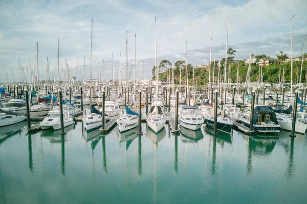 Auckland Nova Zelândia Oct 2019 Vista Iates Barcos Ancorados Half — Fotografia de Stock