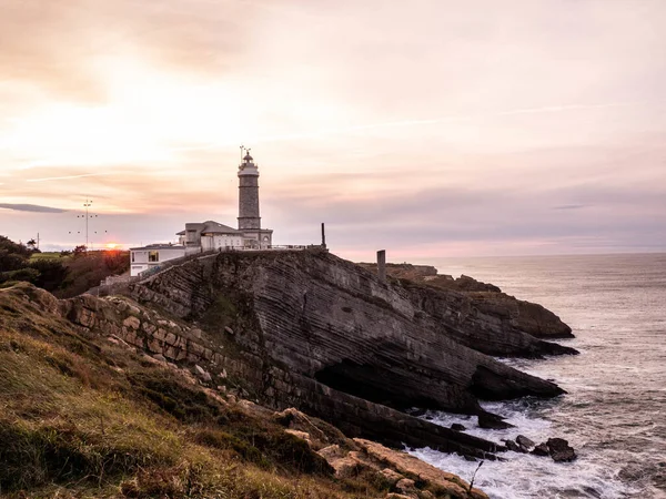 Una Hermosa Toma Una Puesta Sol Sobre Faro Cabo Mayor — Foto de Stock