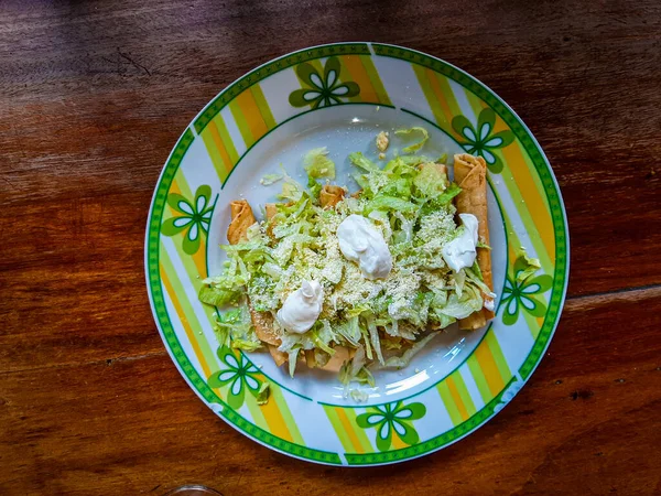 Top View Shot Delicious Taquitos Plate — Stock Photo, Image