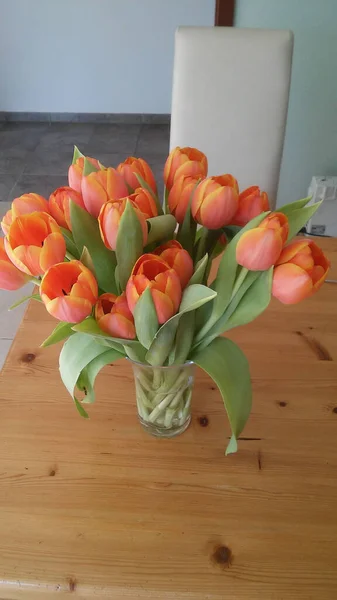 Vertical Shot Orange Tulips Vase — Stock Photo, Image