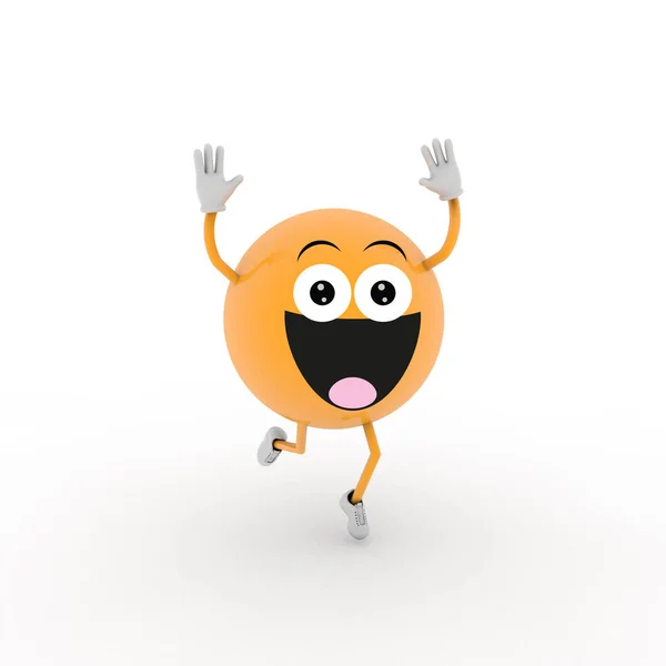 Una Ilustración Una Feliz Naranja Corriendo Con Las Manos Aire — Foto de Stock