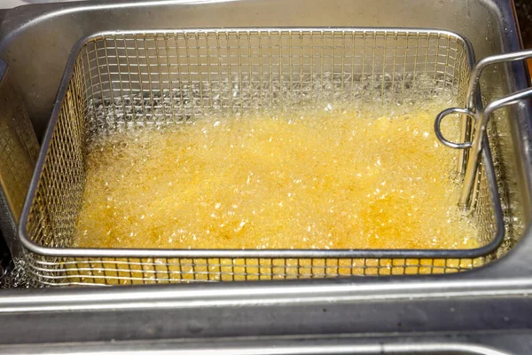 Closeup Deep Fryer Boiling Oil — Stock Photo, Image