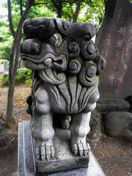 Gros Plan Une Sculpture Historique Lion Dans Temple — Photo