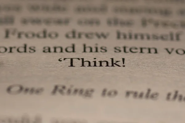 Shallow Focus Shot Word Think Ina Vintage Book — Stock Photo, Image