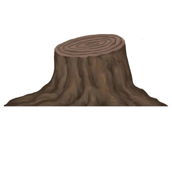Uma Ilustração Toco Árvore Isolado Fundo Branco — Fotografia de Stock