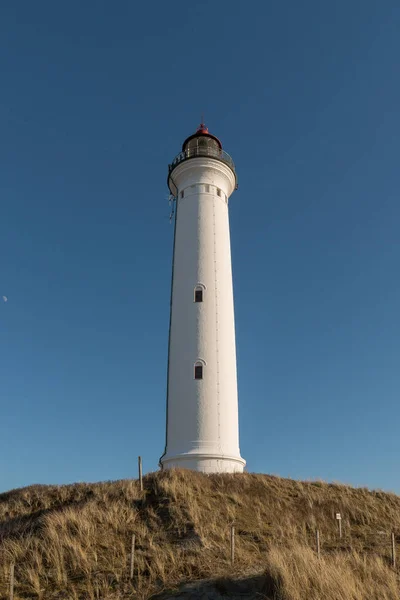 Вертикальный Снимок Маяка Лингвиг Hvide Sande Дания — стоковое фото