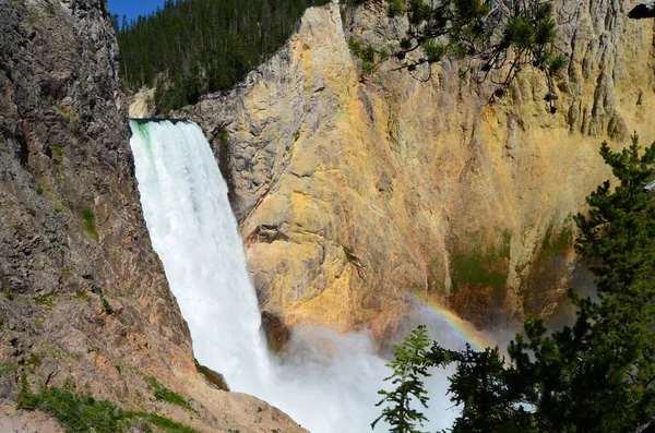 Picturesque Lower Falls Uncle Toms Trail Grand Canyon Yellowstone — Stock Photo, Image