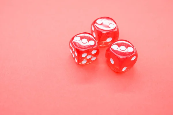 High Angle Shot Playing Dice Isolated Pink Background — 图库照片