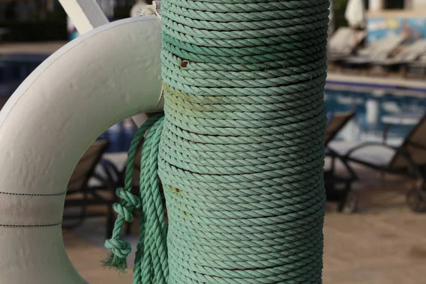 Closeup Green Rope Wrapped Column — Stock Photo, Image