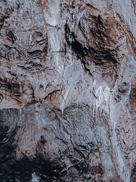 Een Verticale Close Van Een Rots Textuur Voor Behang Achtergrond — Stockfoto