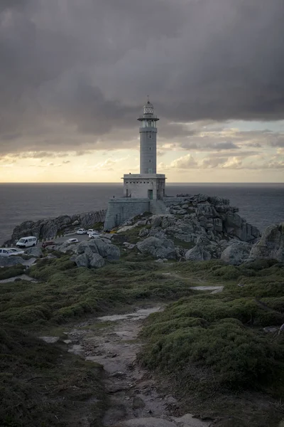 Vertical Shot Punta Nariga Lighthouse Galicia Spain Cloudy Day — Stock Photo, Image