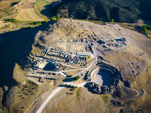 Widok Lotu Ptaka Słynny Park Archeologiczny Rzymskie Ruiny Cuenca Hiszpania — Zdjęcie stockowe