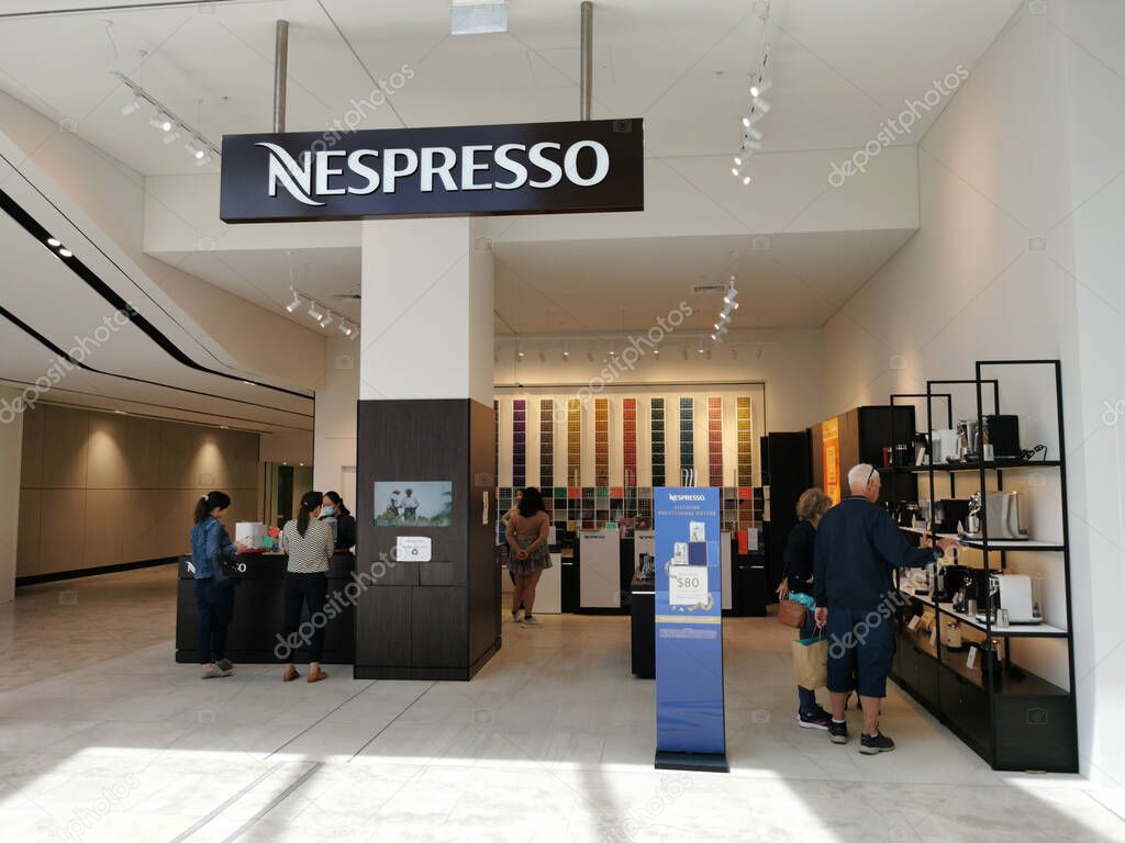 AUCKLAND, NEW ZEALAND - Nov 03, 2020: View of Nespresso store in Sylvia Park Shopping Centre mall