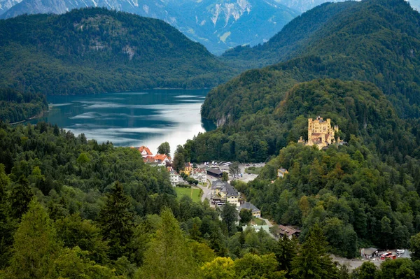 Vue Grand Angle Château Hohenschwangau Schwangau Allemagne Bord Lac — Photo