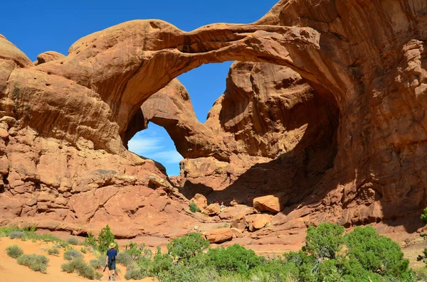 Double Arche Dans Parc National Des Arches Utah — Photo