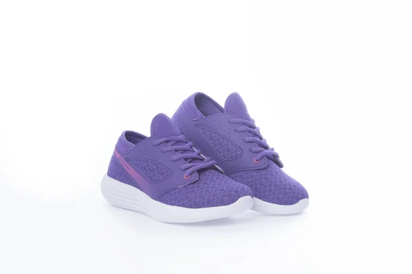 Une Paire Nouvelles Baskets Violettes Isolées Sur Fond Blanc — Photo