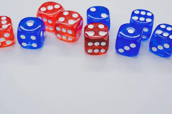 Top View Red Blue Dice Isolated White Background — Stock Photo, Image