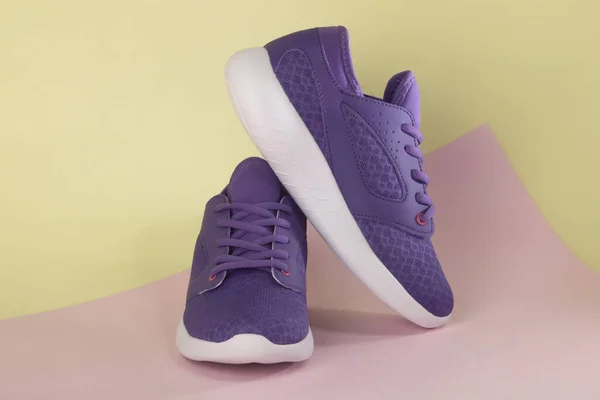 Pair New Modern Purple Sneakers — Stock Photo, Image