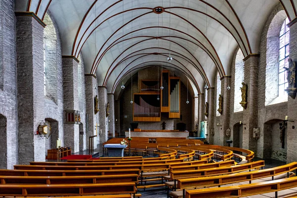 Una Vista Interior Una Iglesia Católica Monschau Alemania — Foto de Stock