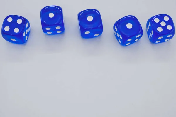 Top View Blue Dice Isolated White Background — Stock Photo, Image