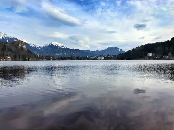 Plan Fascinant Lac Calme Entouré Montagnes Slovénie — Photo